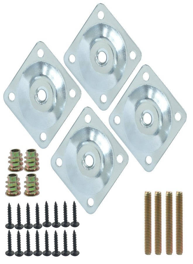 Murtenze 4 Pack Leg Mounting Plates, 5/16"(M8) Mounting T-Plates with Hanger Bolts, Screws Strengthen Furniture Repair for Sofa/Couch/Seat(Silver) - Image 4
