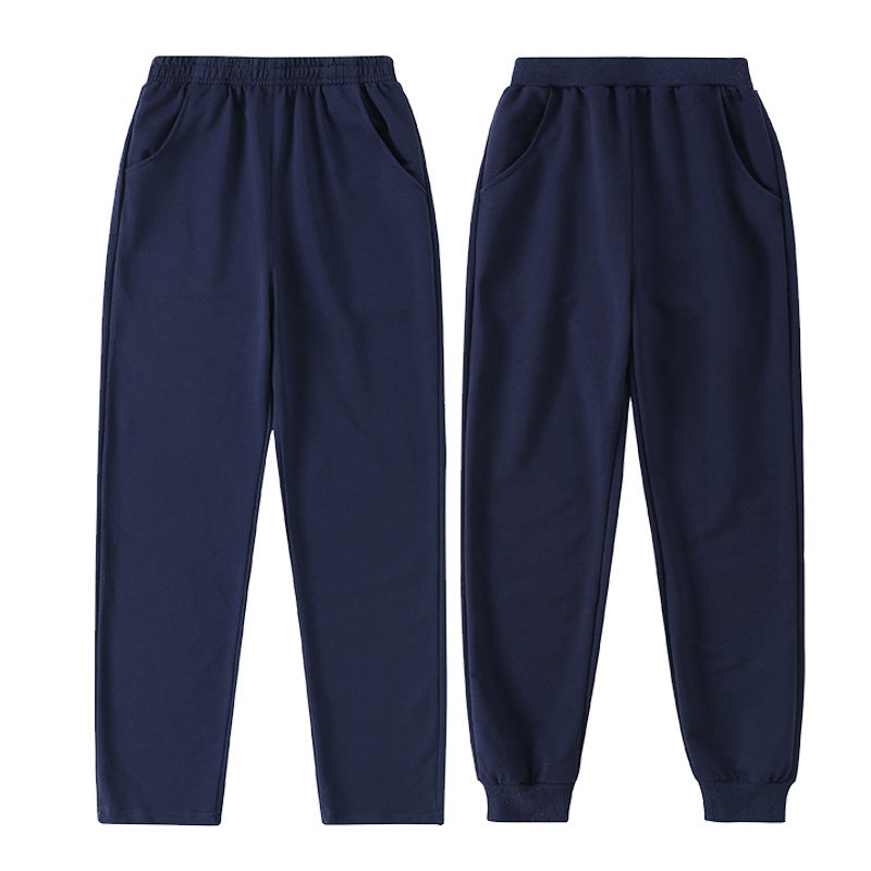 Boys And Girls Grey Sports Pants Fleece-Lined Dark Blue Straight Trousers Loose Pants For Primary School Students' Light Gray School Uniform Pants - Image 5