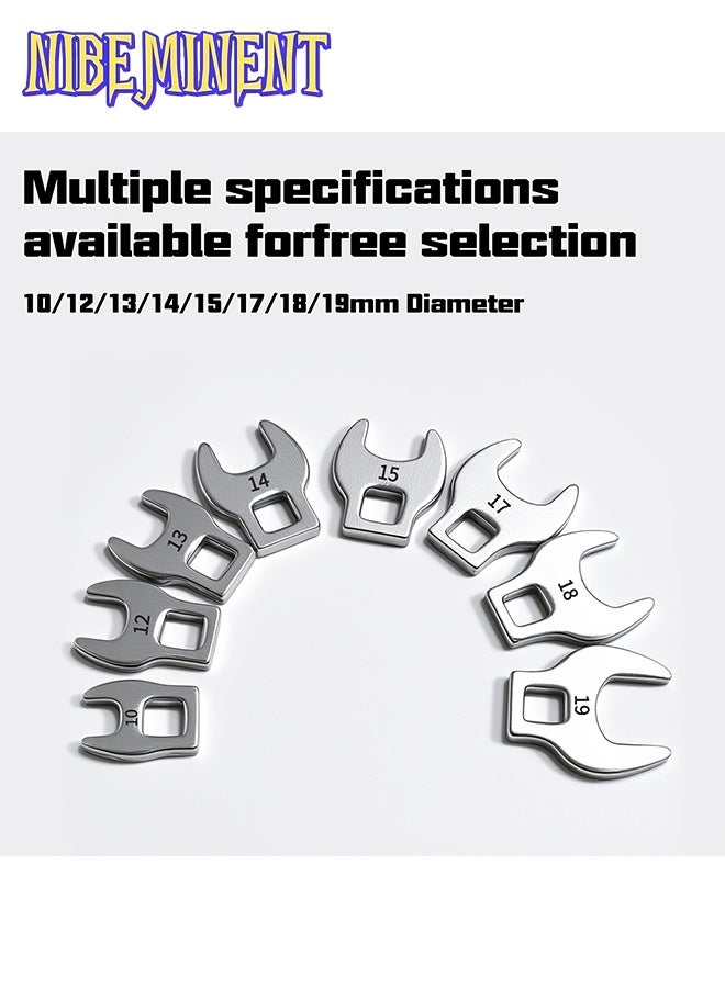 NIBEMINENT 8Pcs 3/8 Inch Drive Crowfoot Open End Wrench Head Set, Interchangeable Metric 10-19mm Crow Foot Wrench Heads, Replaceable Open Wrench Tool for Ratchet Handle, Automotive Repair Mechanical Maintenance Tools - Image 3