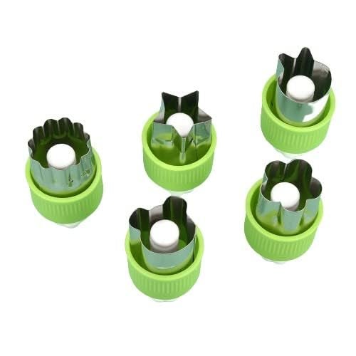 THW Stainless Steel Cookie Dough Cutters for Baking Cooking Biscuit Vegetable Fruit Shapes Cutter with Pusher Pack of 5 Pieces - Image 1