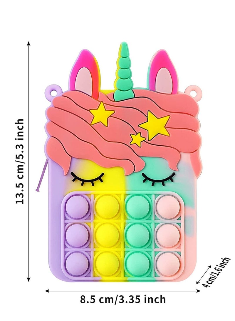 LEDIN Pop Shoulder Bag for Girls and Women, Big Pop Purse Bags, Lovely Sensory Silicone Cartoon Bag Toy for Students Kids (Style A) - Image 3