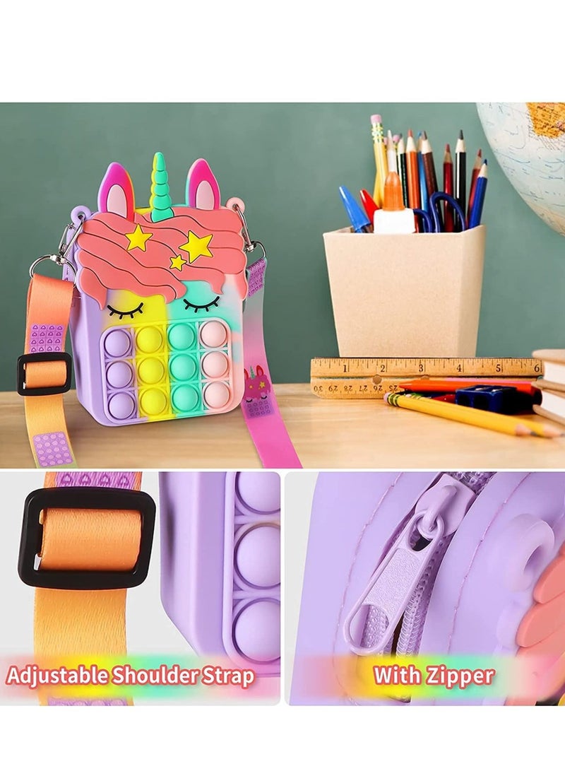 LEDIN Pop Shoulder Bag for Girls and Women, Big Pop Purse Bags, Lovely Sensory Silicone Cartoon Bag Toy for Students Kids (Style A) - Image 4