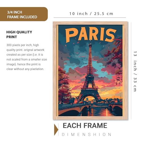 walllane - City view wall Paintings with Frame for Home Decoration - Painting for Living Room Bedroom Office Wall hanging frames - (10x13 inch, J) - Image 2