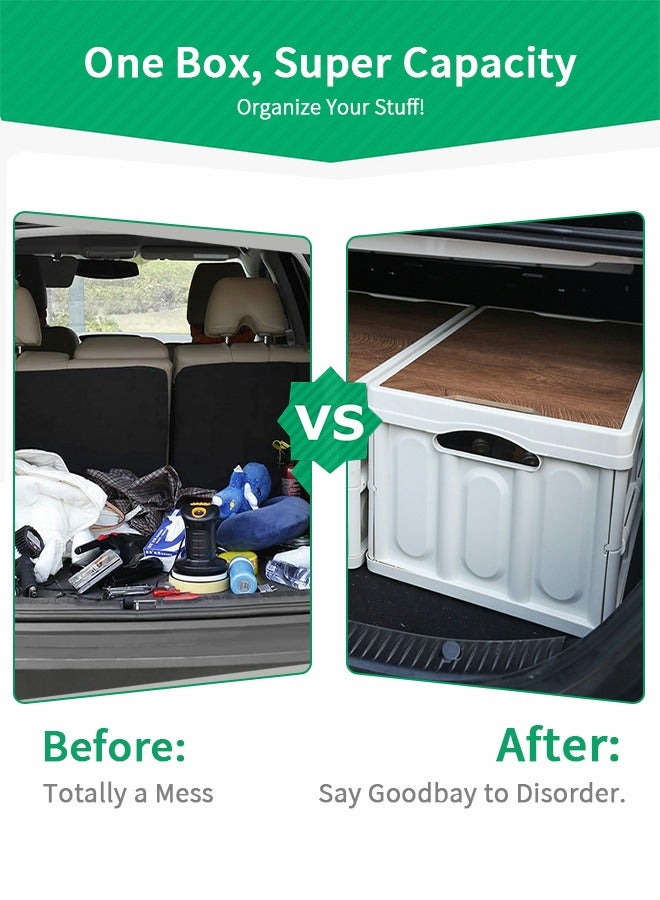 GROIC Collapsible Storage Bin with Lid, Plastic Box  Saving Space, Trunk Foldable Organizer Durable Non Slip Lightweight for Car, SUV, Truck, Van, Home, Camping Outdoor  - Image 2
