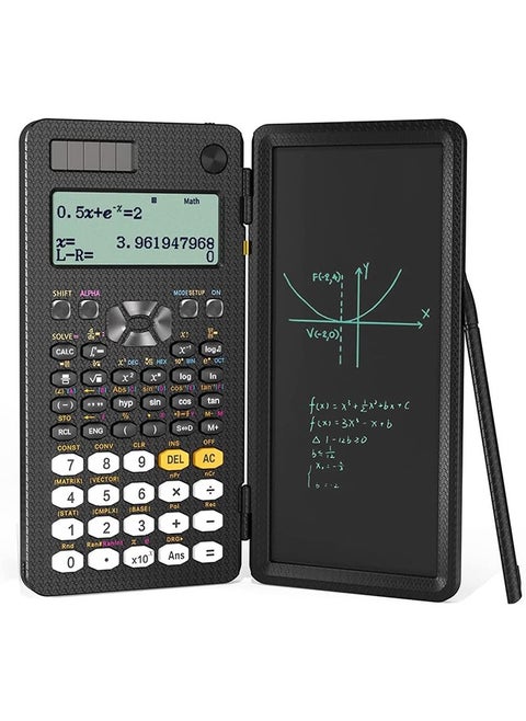 Scientific Calculator, Professional Scientific Calculators with Erasable LCD Writing Tablet, Solar and Battery Dual Power,Desktop Calculator with Notepad for Office, School