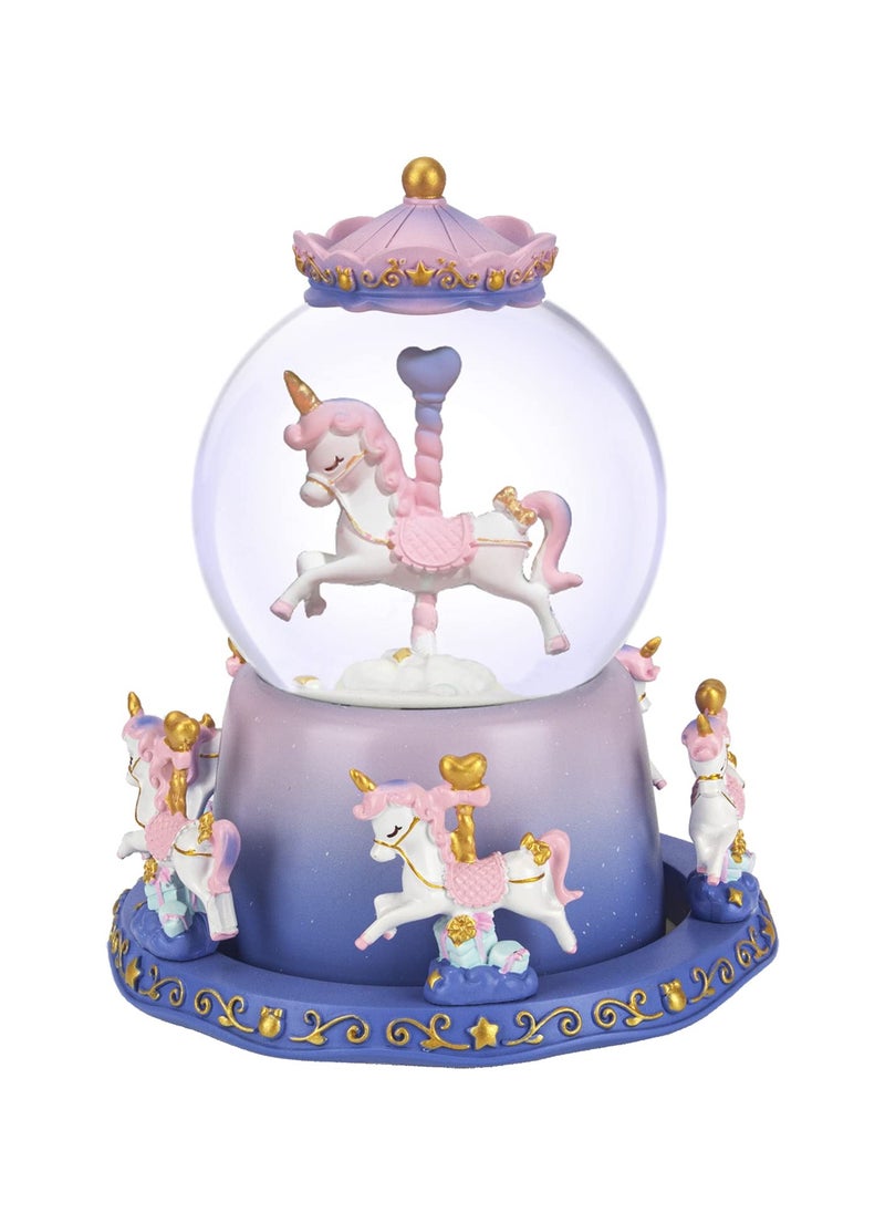 SYOSI Snow Globe Carousel Music Box with Color Changing LED Lights Plays 6 Songs Like Castle in The Sky Rotating 5 Horses Musical Birthday Gift for Kids Girls Women  - Image 1