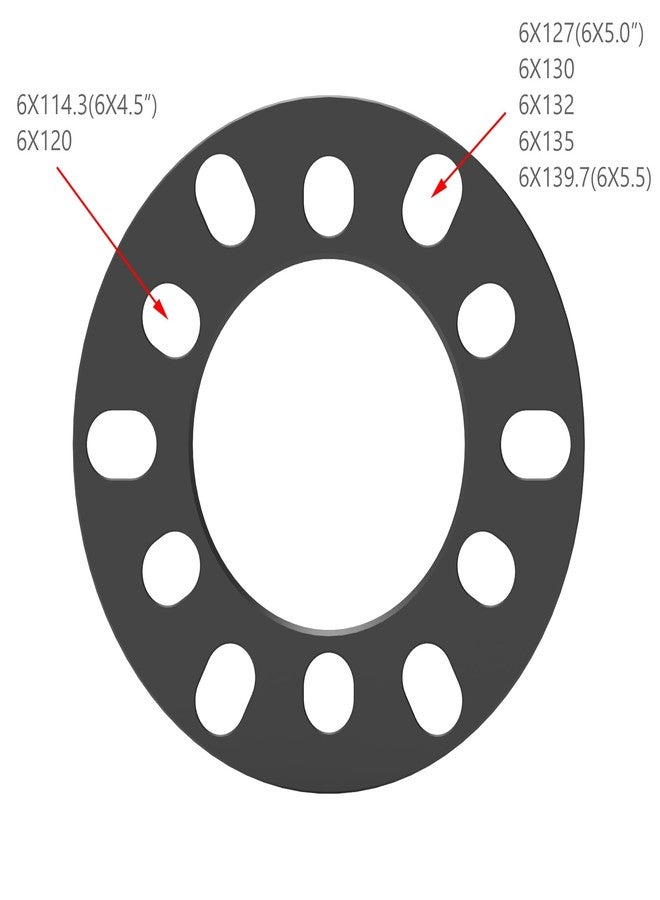 WHEEL CONNECT Wheel Spacer, 10mm Thickness(3/8inch), Fit 6 Lugs Pattern 6x114.3, 6x120, 6x127, 6x130, 6x132, 6x135, 6x139.7,Forged 6061 Aluminum, Anodised Black Surface, Pack of 2. - Image 2