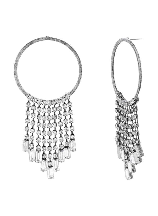 STEVE MADDEN Women'S Alloy Rhinestone Silver Drop And Dangle Earrings Sme590377Bscl