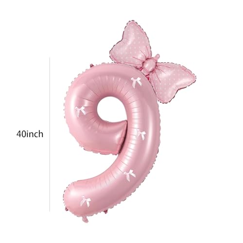 PLAP Birthday Number Balloon Bow Happy Birthday Number Balloon Decoration Pink number 9 - Image 5