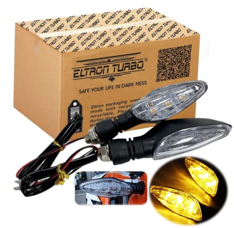 Eltron Turbo Original Waterproof Unbreakable Quality Ktm Style Indicators Smd High Bright Universal For All Bikes Models Turn Signal Lights Motorcycle (Amber, Pack Of 2) - Led - Image 1
