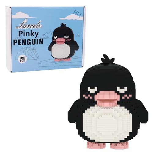 Larcele Micro Building Blocks Animal Set DIY Mini 3D Building Toy Bricks1499 Pieces KLJM07 Pinky Penguin - Image 1