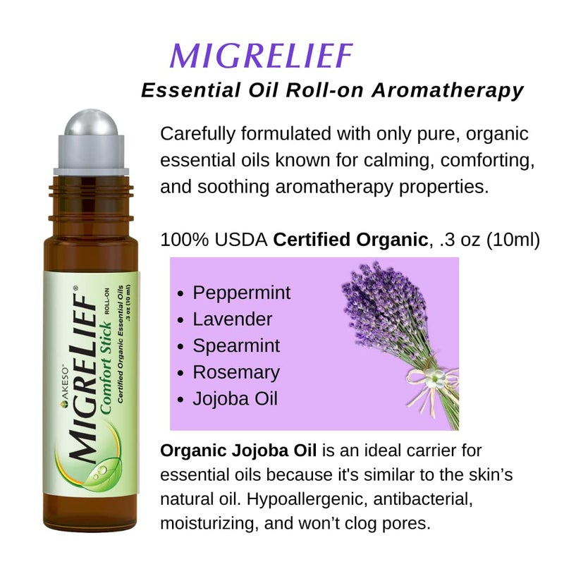 MigreLief Comfort Stick, Migraine and Headache Essential Oil Roll-On - Peppermint Lavender - 10ml - Image 3