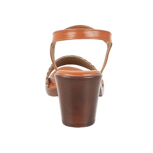 Mochi Women Tan Synthetic Leather Block Heel Fashion Sandal UK/6 EU/39 (33-435) - Image 4