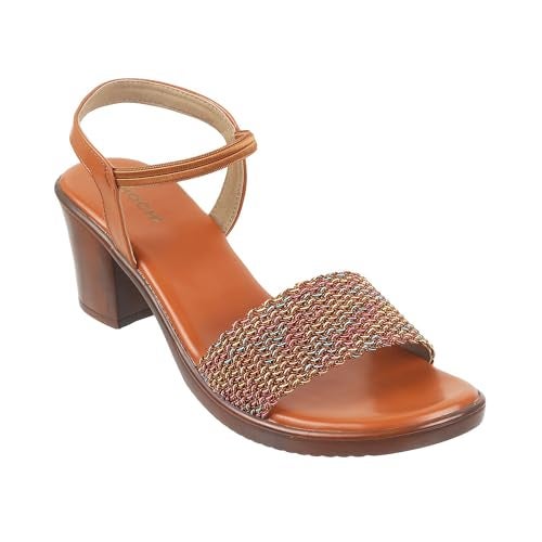 Mochi Women Tan Synthetic Leather Block Heel Fashion Sandal UK/6 EU/39 (33-435) - Image 2
