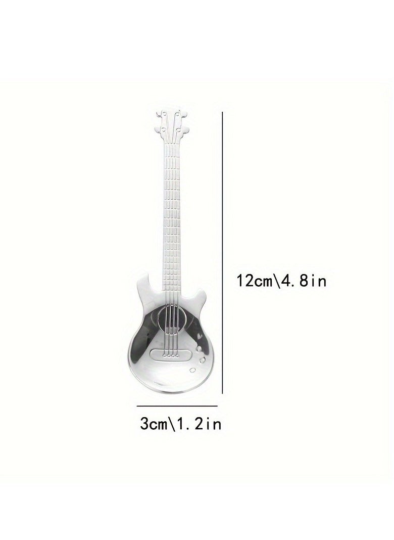 Generic - 1pc Unique Guitar-Shaped Stainless Steel Spoon for Coffee, Tea, Desserts, Ice Cream - Durable Kitchen Accessory with Flatware Design and Rust-Resistant for Long-Lasting Use - Image 1