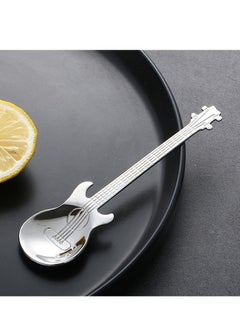 1pc Unique Guitar-Shaped Stainless Steel Spoon for Coffee, Tea, Desserts, Ice Cream - Durable Kitchen Accessory with Flatware Design and Rust-Resistant for Long-Lasting Use