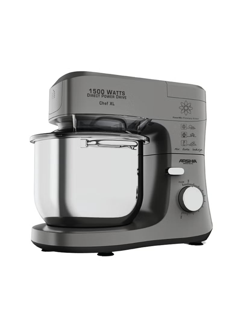Arshia Premium Stand Mixer 7L 1500W with 8 Speed Settings and Stainless Steel Bowl Grey - SM50-3073 - Image 1