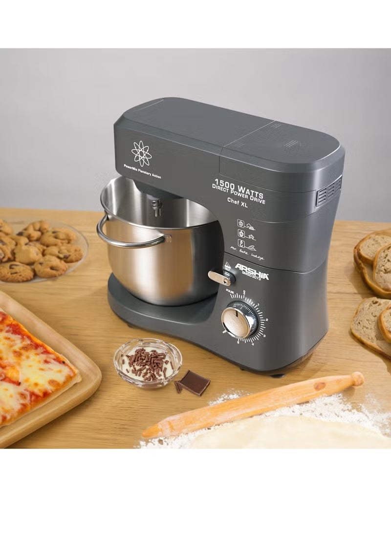 Arshia Premium Stand Mixer 7L 1500W with 8 Speed Settings and Stainless Steel Bowl Grey - SM50-3073 - Image 2