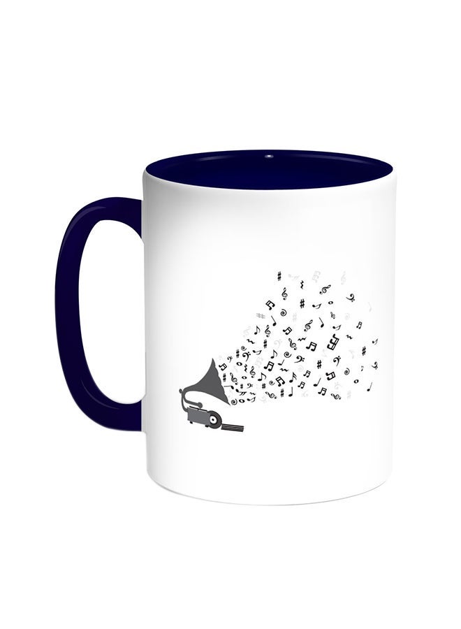 Musical Instrument Printed Coffee Mug Blue/White 11ounce