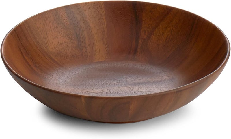 Nambe وعاء سلطة فردي من نامبي سكاي وود - أوعية سلطة صغيرة لتقديم السلطة والمعكرونة والفواكه والمكسرات والحلويات - مصنوعة من خشب الأكاسيا - 9 بوصة قطر × 2 بوصة ارتفاع - تصميم روبن ليفين - Image 1