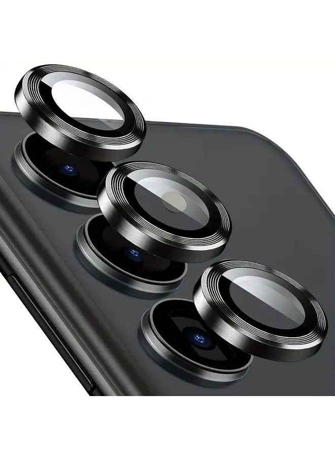 Black Galaxy S25 Ultra Thin Tempered Glass Camera Lens Protector Scratch Resistant with Aluminum Edging - Image 1