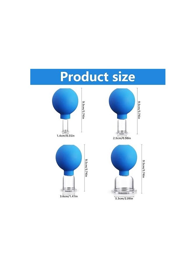 Generic - GEERDAN 4 Piece Cupping Glass Set, Facial Cupping Set, Face Vacuum Suction Massage Bowls Neck Head Face for Gede Body Area, for Firm Skin, Wrinkle Reduction, Detoxification, Stimulation Lymphatic Flow - Image 1
