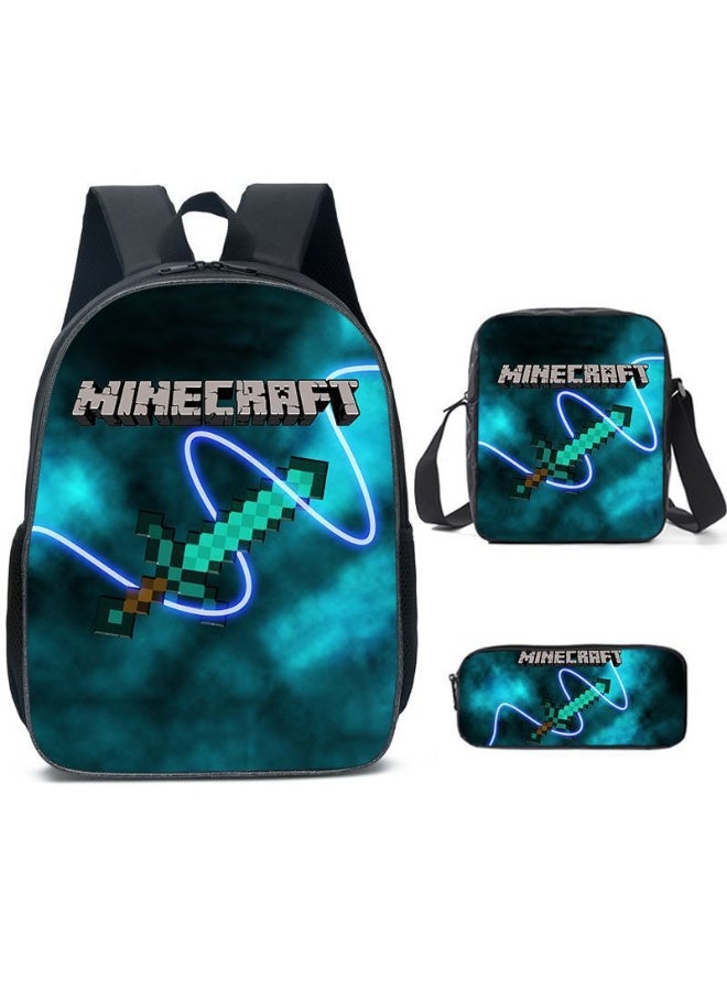 ماين كرافت على ظهره مقلمة حقيبة ثلاث قطع دعوى الرجال والنساء الترفيه الرياضة حقيبة السفر طالب حقيبة المدرسة - Image 1