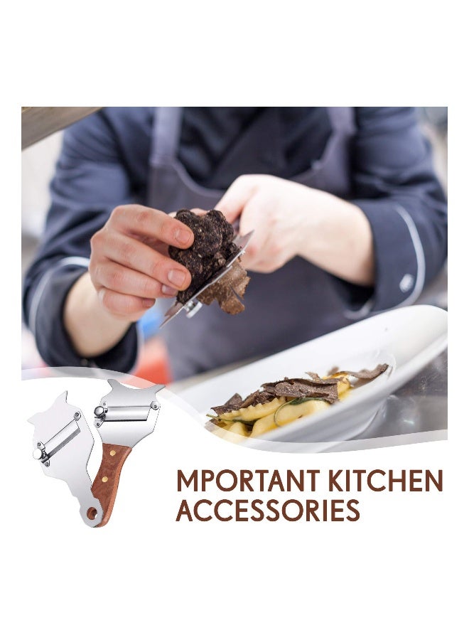 Truffle Slicer, SYOSI 2 Pcs Adjustable Blade Rosewood Handle Stainless Steel Cheese Chocolate Truffle Cutter for Kitchen Supplies - Image 5