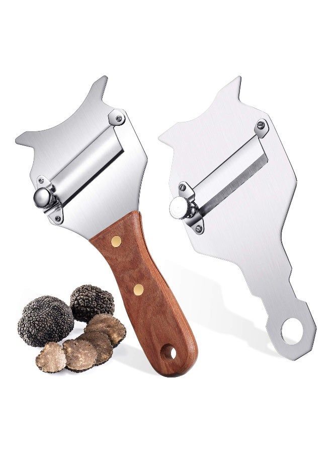 Truffle Slicer, SYOSI 2 Pcs Adjustable Blade Rosewood Handle Stainless Steel Cheese Chocolate Truffle Cutter for Kitchen Supplies - Image 1