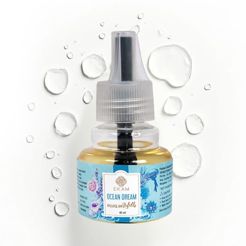 EKAM Plug-In Air Freshener Refill (45ml) | Ocean Dream Scent for Room/Bathroom | Automatic Refill | Lasts up to 125 Days / 500 Hours | Perfect for Living Rooms, Bedrooms & More - Image 1