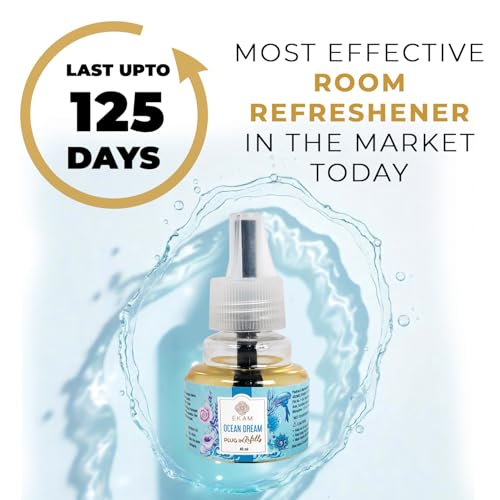 EKAM Plug-In Air Freshener Refill (45ml) | Ocean Dream Scent for Room/Bathroom | Automatic Refill | Lasts up to 125 Days / 500 Hours | Perfect for Living Rooms, Bedrooms & More - Image 2