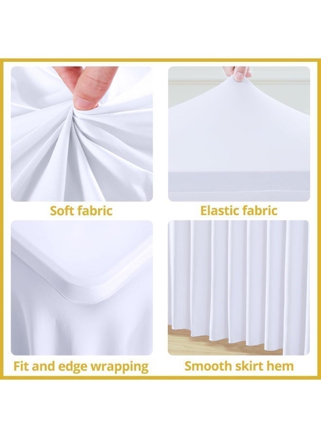 White Table Skirts for Rectangle Tables 6ft Spandex Tablecloths for Wedding Birthday Party Dining Banquet Table - Image 5