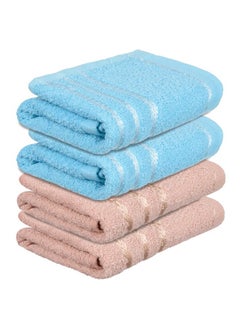Kuber Industries Face Towel | Cotton Towels For Facewash | Towels For Daily Use | Workout Hand Towel | Lining Design | 14X21 Inch | Pack Of 4 | Multi  - Image 1