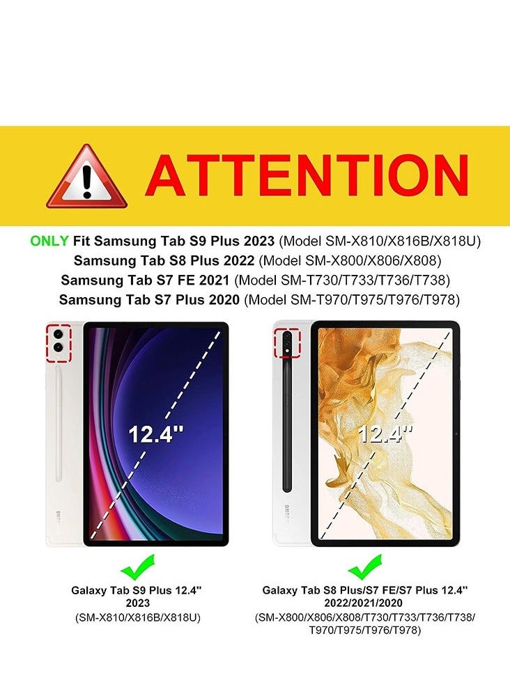 Generic - For Samsung Tab S9 plus/S8+/S7+/S7FE 12.4 Tablet Case with Pen Holder and Adjustable Vision Stand, Slim Flap Auto Sleep/Wake Function - Image 1