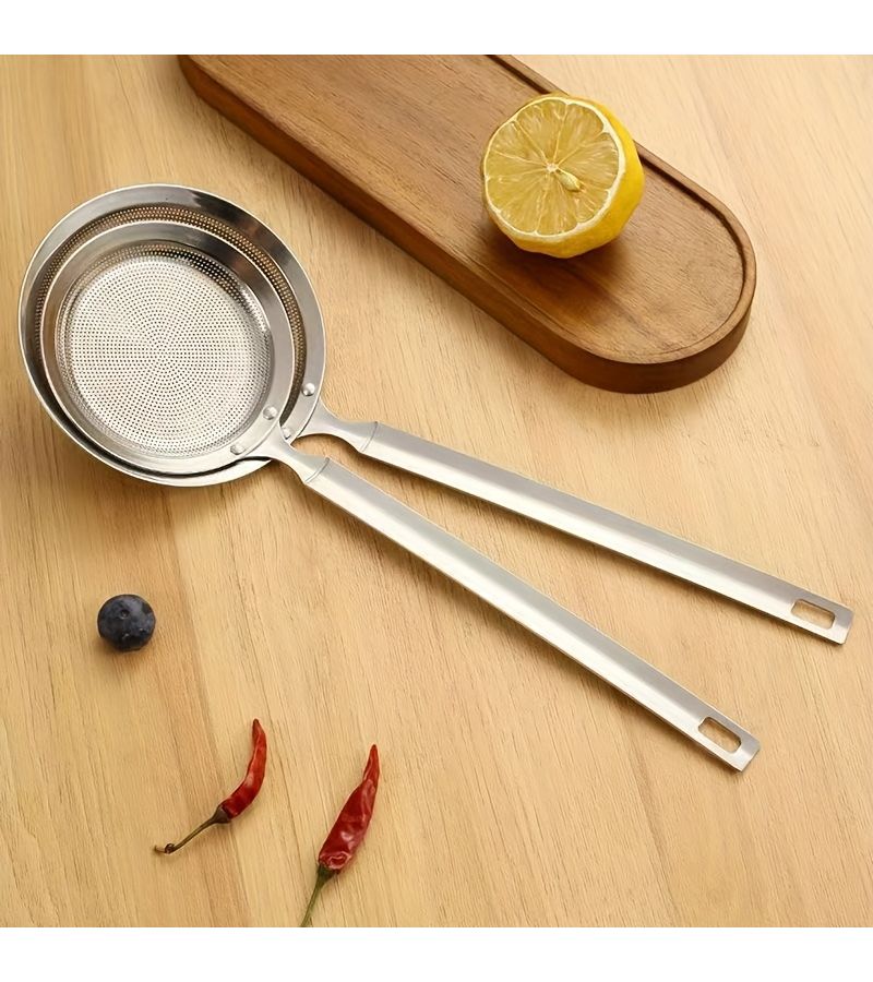 Stainless Steel Fine Mesh Skimmer One-Piece Molding Skimming Spoon L M - Image 2