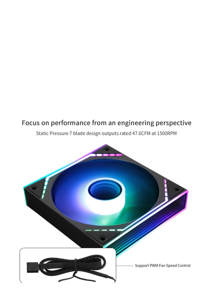 Thermalright TL-M12R-S CPU ARGB Fan 120mm Case Cooler Fan ARGB, 4pin PWM Connector Silent Computer Fan with S-FDB Bearing,Desktop Cooling Inverted Fan has Side ARGB Mirror Light Effect (TL-M12R-S) - Image 4
