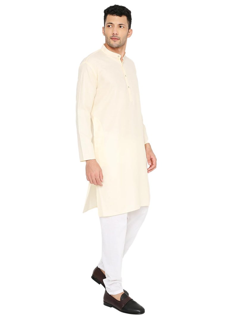 Maharaja Magic Cotton Solid Kurta in Off-White for Men[MSKurta1103-44] - Image 4