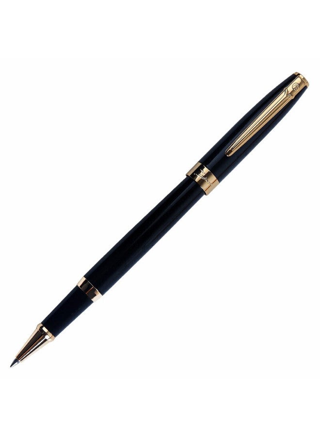 Pimio Ballpoint Pen Signing Pen Business Office Graduation Gift Pen Men And Women Gift Student Metal Signature Pen 0.5mm Mandolin Series 717 Bright Black Gold Clip - Image 1