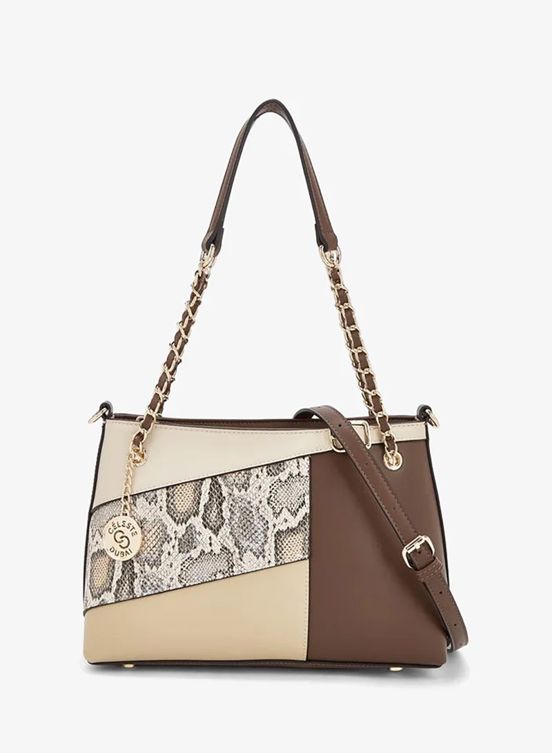 Panelled Shoulder Bag With Detachable Strap