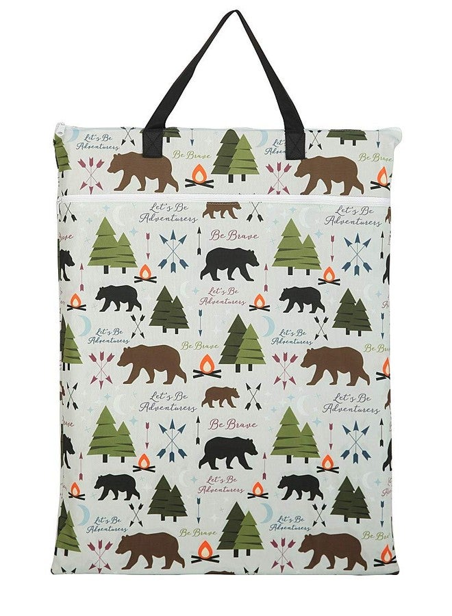Hibaby Large Hanging Wet/Dry Cloth Diaper Pail Bag for Reusable Diapers or Laundry (Bear)