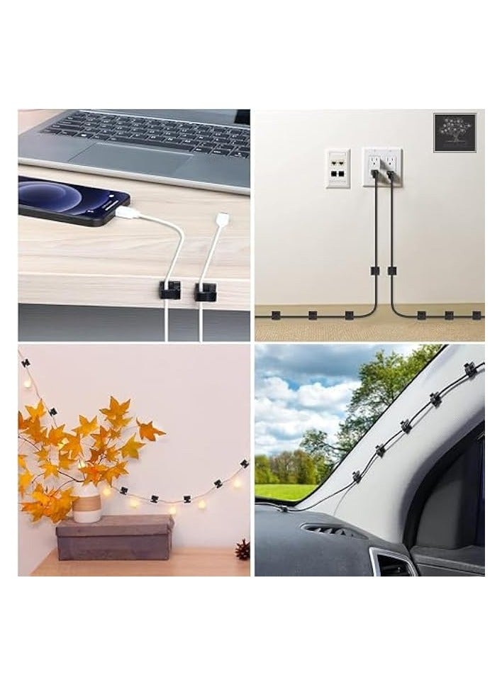 erorex 100 PCS Adhesive Cable Clips, Wall Wire Holder Cord Organizer for Cable Management Under Desk, Hide Cable, Light Clips Hooks for LED, HDMI, Extension Cord, Powder Cable - Image 4