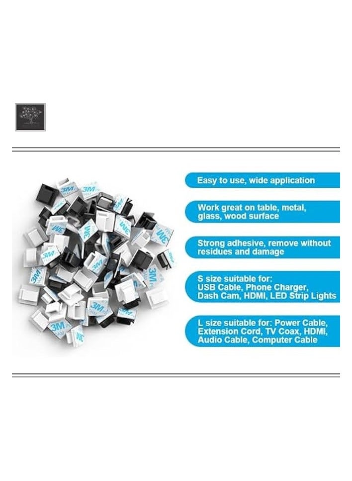 erorex 100 PCS Adhesive Cable Clips, Wall Wire Holder Cord Organizer for Cable Management Under Desk, Hide Cable, Light Clips Hooks for LED, HDMI, Extension Cord, Powder Cable - Image 3