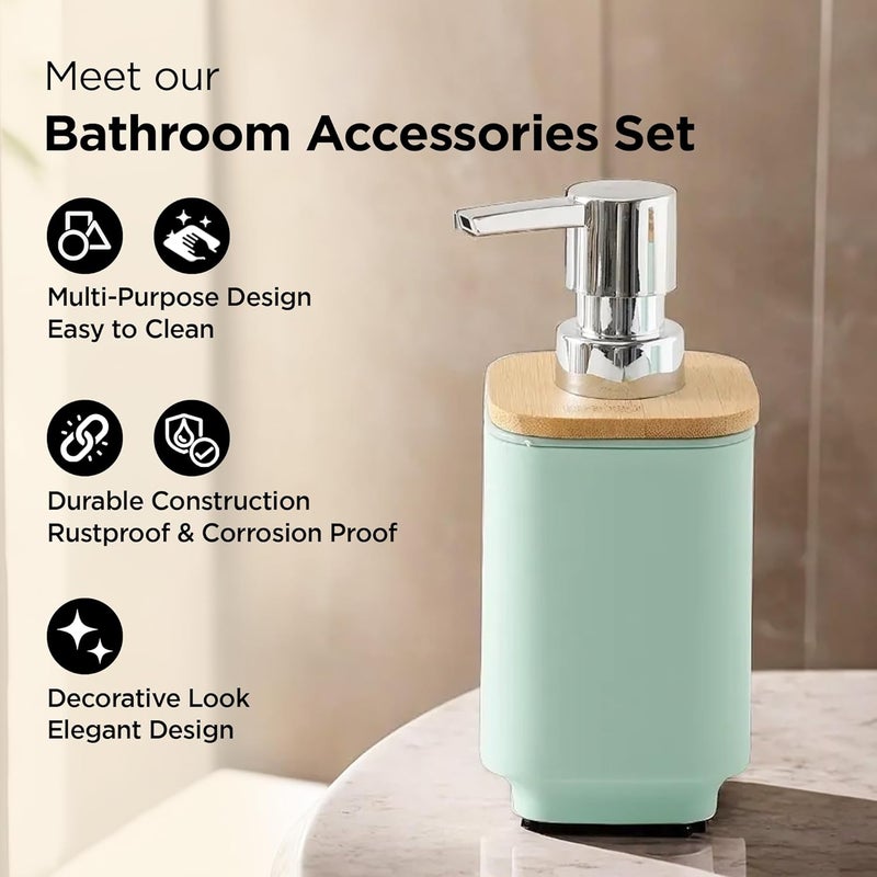 UMAI Bathroom Accessories Set | 4 Piece |Soap Dispenser for Bathroom| Tooth Brush Holder | Mouth Wash Cup |Soap Dish | for Bathroom | Green (Set of 4) - Image 3