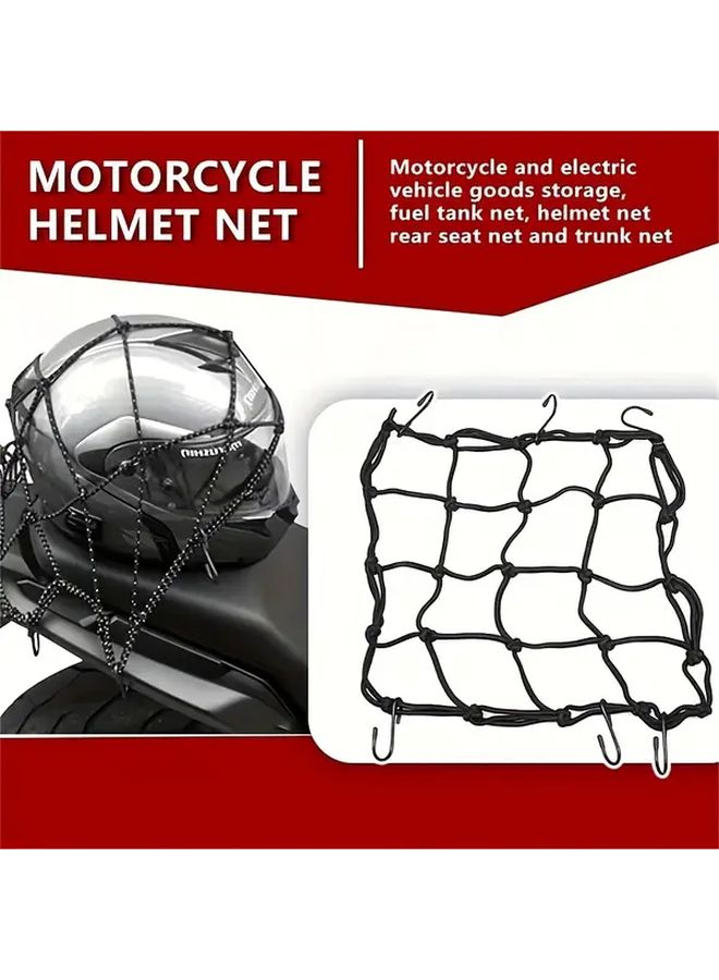 Black Motorcycle Luggage Net 11 81 Inch Adjustable Elastic Cargo Mesh With 6 Hooks - Image 5
