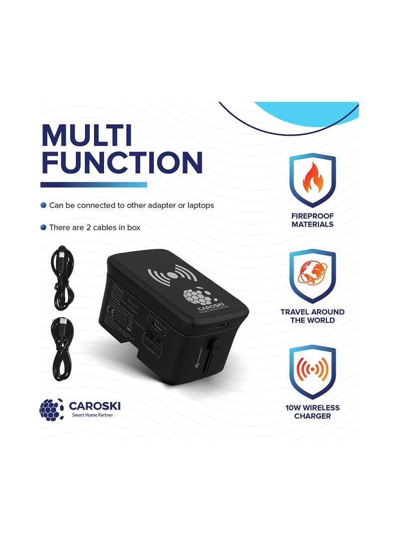 CAROSKI CAROSKI Universal Travel Adapter - International Wall Charger AC Adapter Plug with Wireless Charger 3.4A and Type-C - Fast Charging Travel Adapter - Image 2