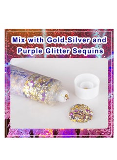 MEICOLY MEICOLY Face Glitter Makeup for Music Festival,Country Concert Outfits for Women,Gold Silver Purple Body Glitter,Music Festival Country Concert Accessories,Glitter Face Paint for Music Festival,50ml  - Image 3