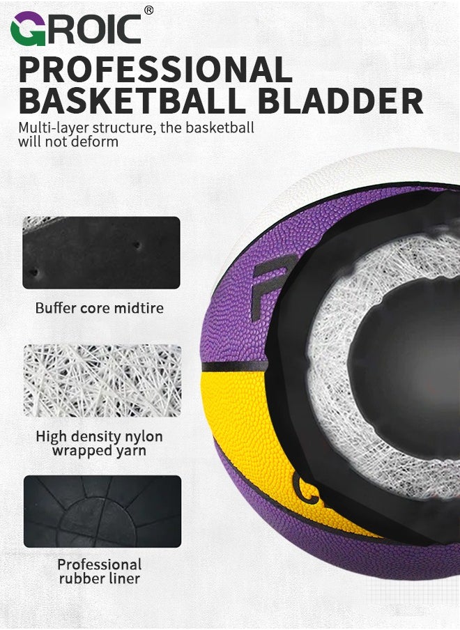 GROIC Basketball Size 7 (29.5 inches), Performance Composite Basketball with Textured, Official Regulation Size 7 Perfect for Indoor Outdoor Court Training & Play Games with Pump Included  - Image 4