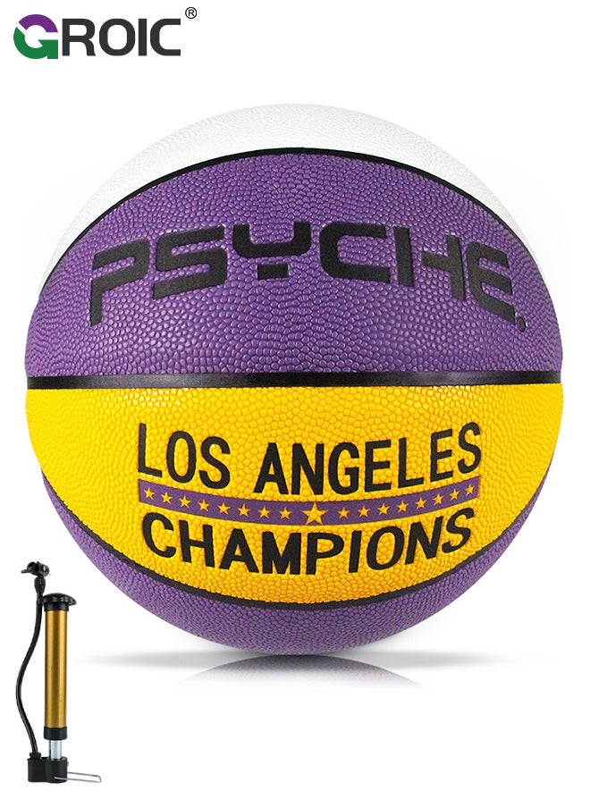 GROIC Basketball Size 7 (29.5 inches), Performance Composite Basketball with Textured, Official Regulation Size 7 Perfect for Indoor Outdoor Court Training & Play Games with Pump Included  - Image 1