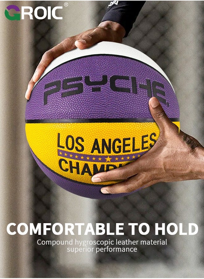 GROIC Basketball Size 7 (29.5 inches), Performance Composite Basketball with Textured, Official Regulation Size 7 Perfect for Indoor Outdoor Court Training & Play Games with Pump Included  - Image 5