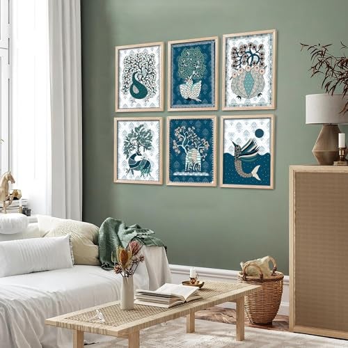 walllane - Madhubani Modern wall art painting with frame for home decoration/Wall decor paintings for living room, Framed poster (10x13 inch, F) - Image 4